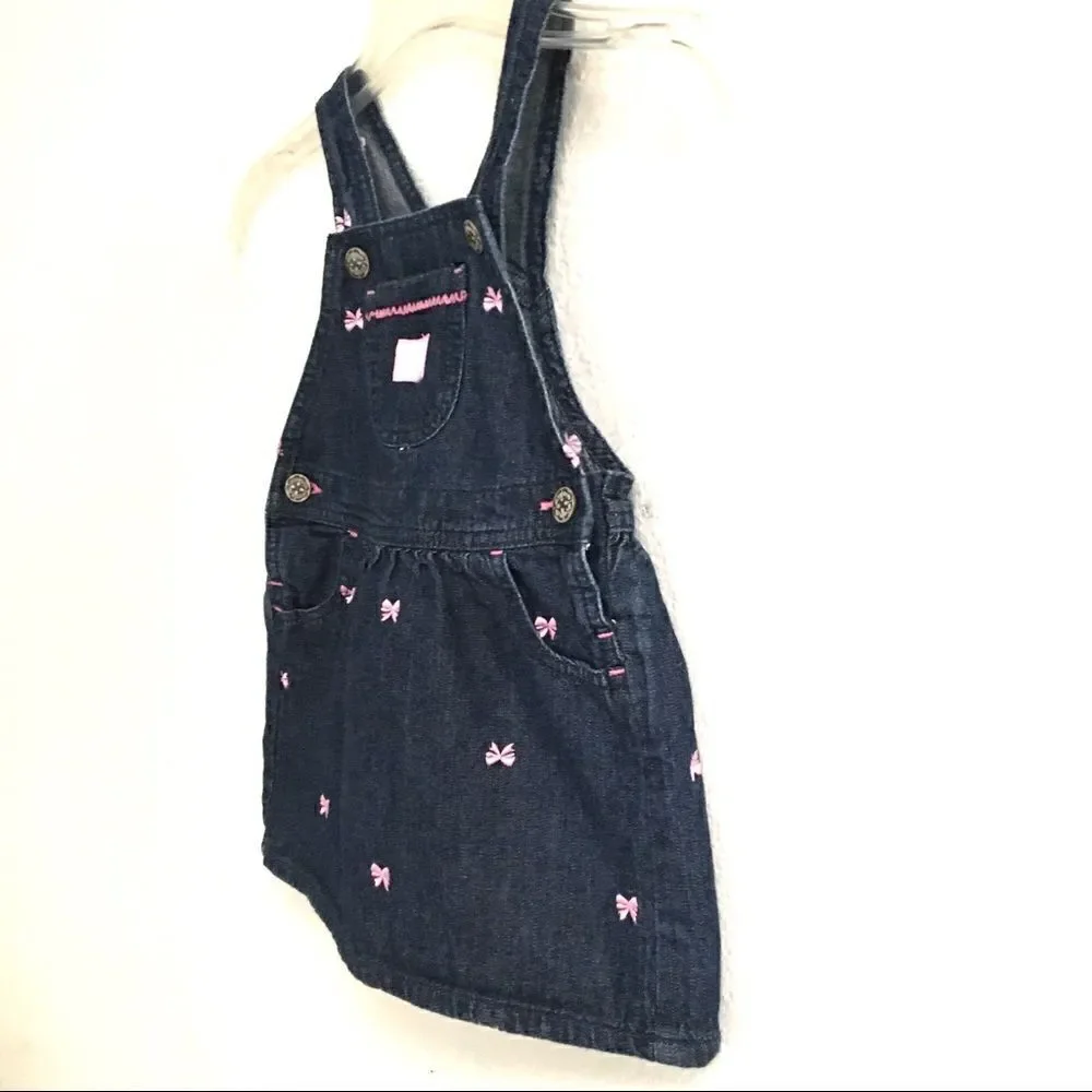 OshKosh B’Gosh overalls pink bow denim dress 3T‎